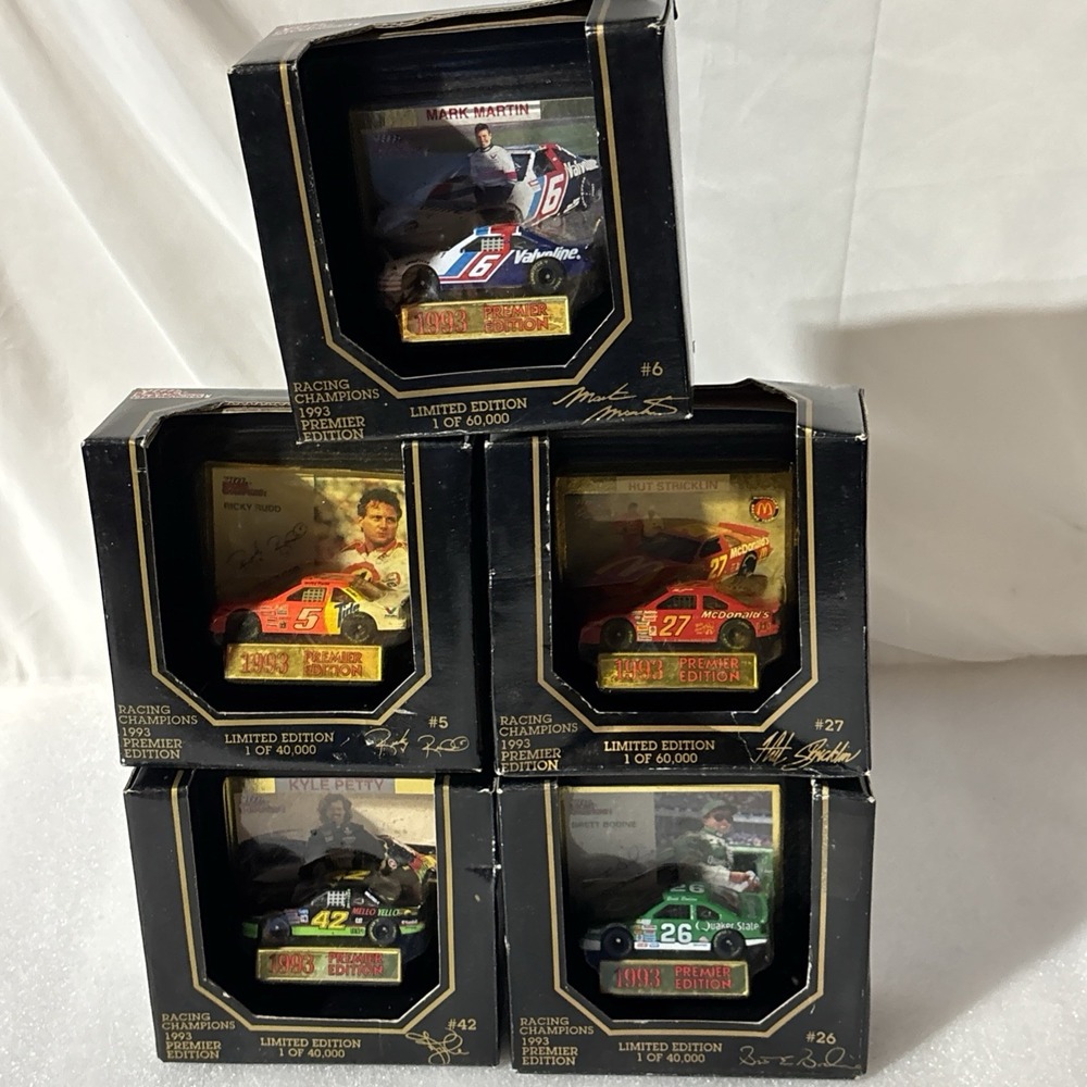 NIBx5 Racing Champions Premier Ed. 1:64 w/ '93 Kyle Petty#42, Hut Stricklin #27